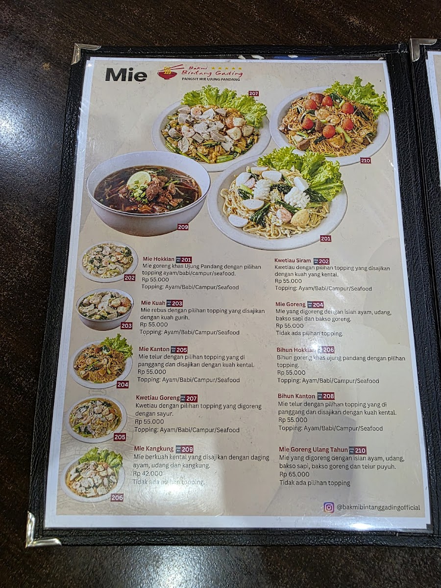 Bakmi Bintang Gading Menu - Image 1